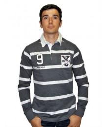 Polo Black Wellis rayé gris/noir