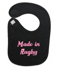 Bavoir bébé "Made in Rugby" Noir/Rose