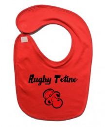 Bavoir bébé "Rugby Tétine" Rouge/Noir