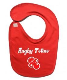 Bavoir bébé "Rugby Tétine" Rouge/Blanc