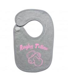 Bavoir bébé "Rugby Tétine" Gris/Rose