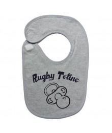 Bavoir bébé "Rugby Tétine" Gris/Noir