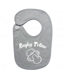 bavoir bébé "Rugby Tétine" Gris/Blanc