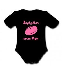 Body bébé "RugbyMan comme Papa" Noir/Rose