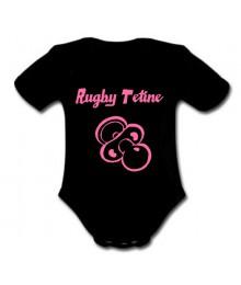 Body bébé "Rugby Tétine" Noir/Rose