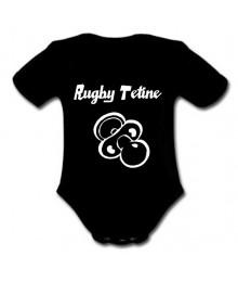 body bébé "Rugby Tétine" Noir/Blanc