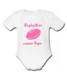 Body bébé "RugbyMan comme Papa" Blanc/Rose