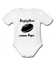 Body bébé "RugbyMan comme Papa" Blanc/Noir