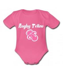 Body bébé "Rugby Tétine" Rose/Blanc