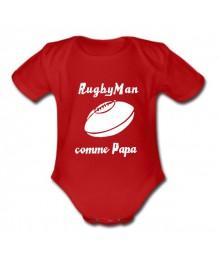 Body bébé "RugbyMan comme Papa" Rouge/Blanc