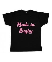 Tee shirt rugby bébé "Made in Rugby" Noir/Rose