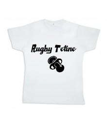 Tee shirt rugby bébé "Rugby Tétine" Blanc/Noir