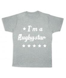 Tee shirt rugby bébé "Rugbystar" Gris/Blanc