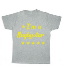 Tee shirt rugby bébé "Rugbystar" Gris/Jaune