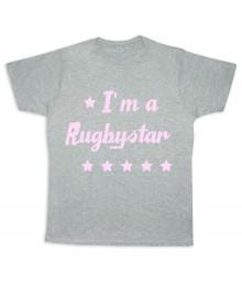 Tee shirt rugby bébé "Rugbystar" Gris/Rose