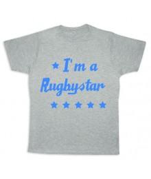 Tee shirt rugby bébé "Rugbystar" Gris/Bleu