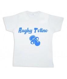 Tee shirt rugby bébé "Rugby Tétine" Blanc/Bleu