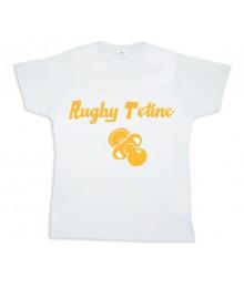 Tee shirt rugby bébé "Rugby Tétine" Blanc/Or
