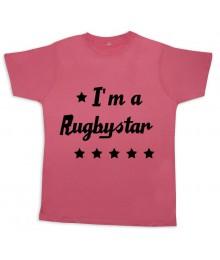 Tee shirt rugby bébé "Rugbystar" Rose/Noir