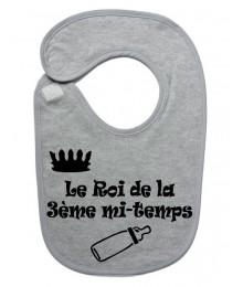 Bavoir bébé "Roi de la 3ème mi-temps" Gris/Noir