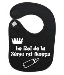 Bavoir bébé "Roi de la 3ème mi-temps" Noir/Blanc