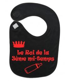 Bavoir bébé "Roi de la 3ème mi-temps" Noir/Rouge