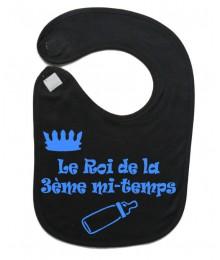 Bavoir bébé "Roi de la 3ème mi-temps" Noir/Bleu