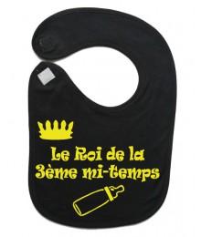 Bavoir bébé "Roi de la 3ème mi-temps" Noir/Jaune