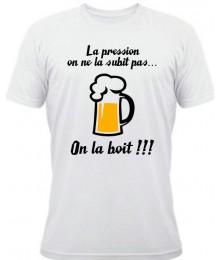 Tee shirt " on la subit pas" blanc