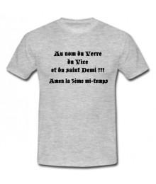 Tee shirt Rugby Humour "Saint Demi" Gris/Noir