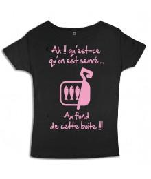 Tee shirt femme 3ème mi-temps "Sardines" Noir/Rose