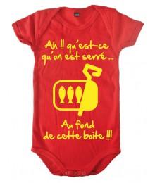 body bébé 3ème mi temps humour "Sardines" Rouge/Jaune