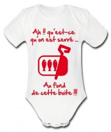 Body bébé 3ème mi temps humour "Sardines" Blanc/Rouge