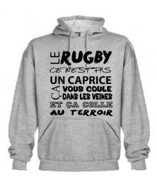 Sweat Capuche Rugby Terroir Gris