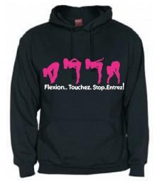 Sweat capuche Flexion… Touchez.. Stop. Entrez ! Noir