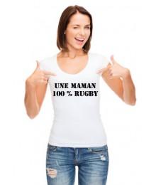 Tee shirt Maman 100 % Rugby Blanc