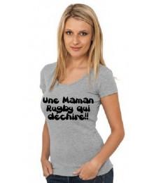 Tee shirt Maman Rugby qui déchire !! Gris