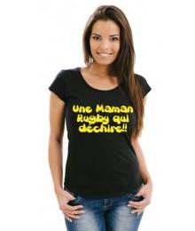 Tee shirt Maman Rugby qui déchire !! Noir