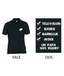 Polo Un Papa 100 % Rugby Noir