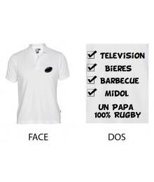 Polo Un Papa 100 % Rugby Blanc