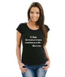 Tee shirt Rugby filles "merci les bleues" Noir