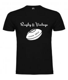 Tee Shirt Rugby & Vintage Ballon Noir