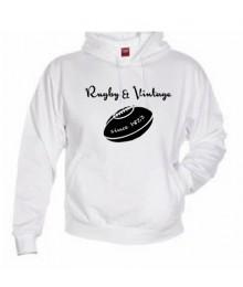 Sweat capuche Rugby & Vintage Ballon Blanc