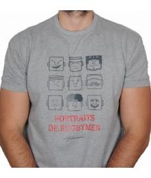 Tee shirt Aficionados "PORTRAITS DE RUGBYMEN" Gris 