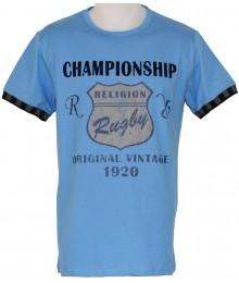 Tee Shirt Rugby Religion "Championship" Turquoise