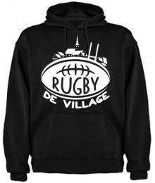 Sweat capuche "Village" Noir/Blanc