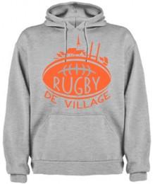 Sweat capuche "Village" Gris/Orange