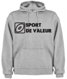 Sweat capuche "Valeur" Gris/Blanc