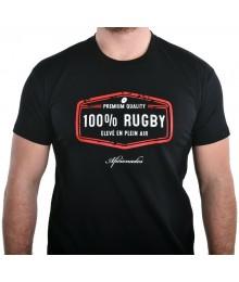 Tee shirt Aficionados "100%Rugby" Noir